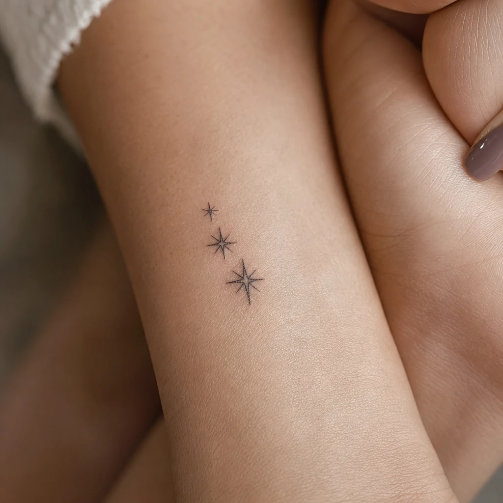 Tatouage étoile sur peau réelle