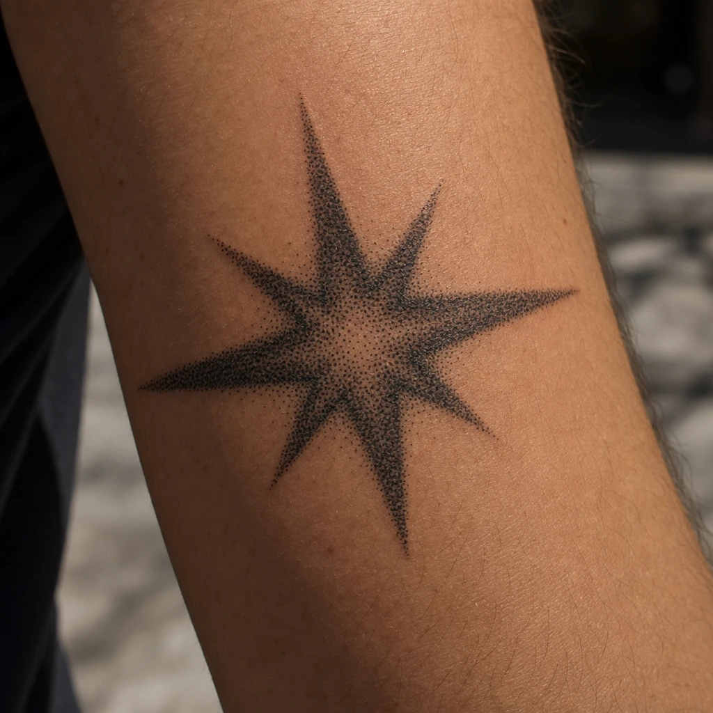 Tatouage étoile sur peau réelle