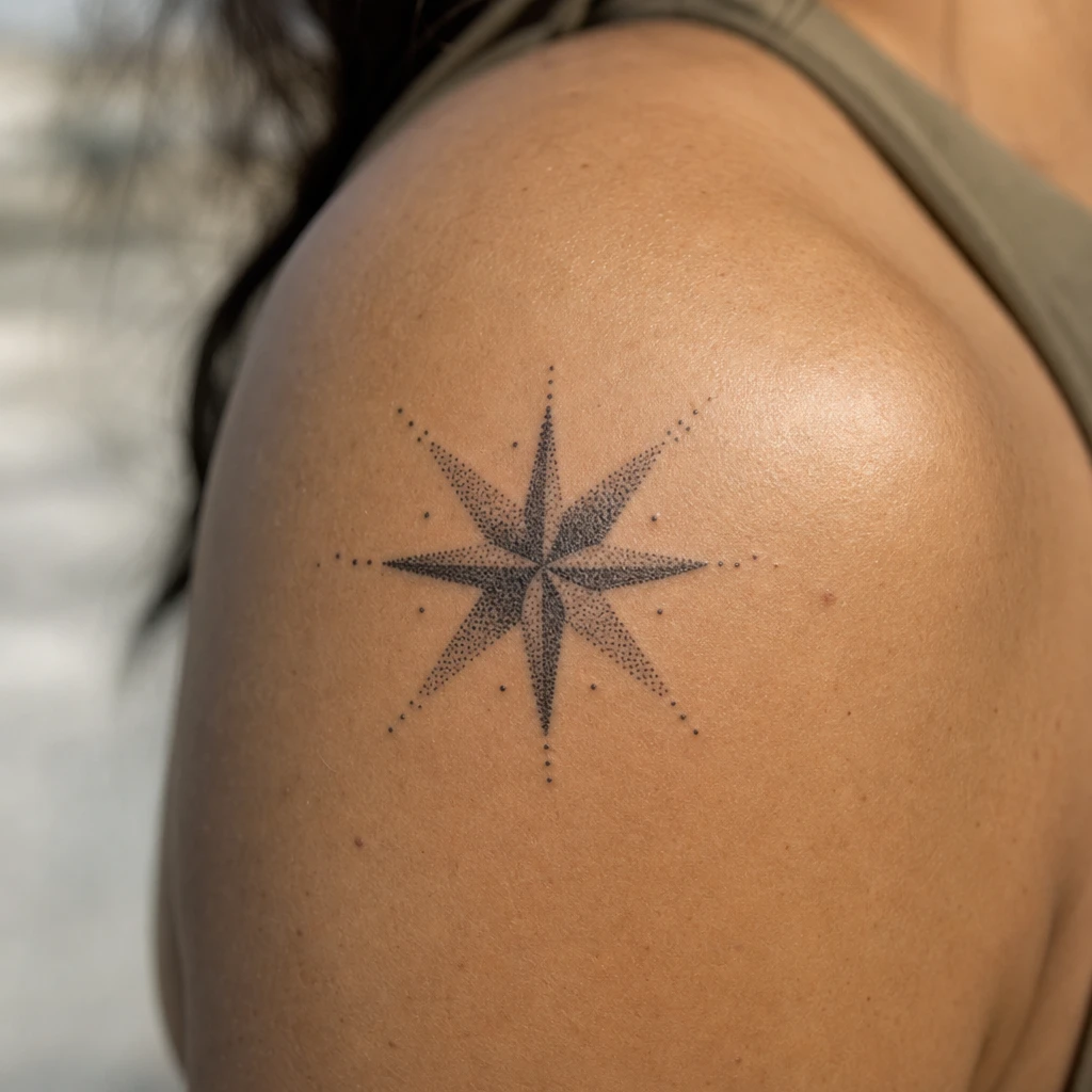 Tatouage étoile sur peau réelle