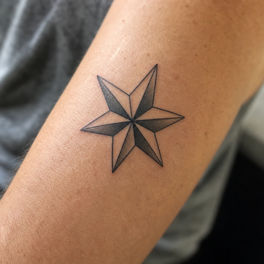 Tatouage étoile sur peau réelle