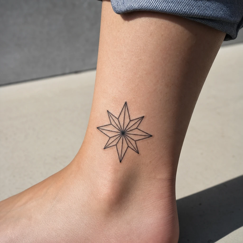 Tatouage étoile sur peau réelle