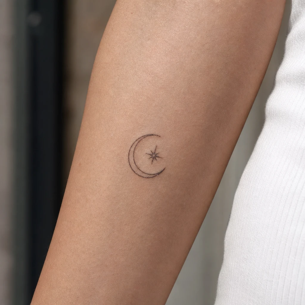Tatouage étoile sur peau réelle