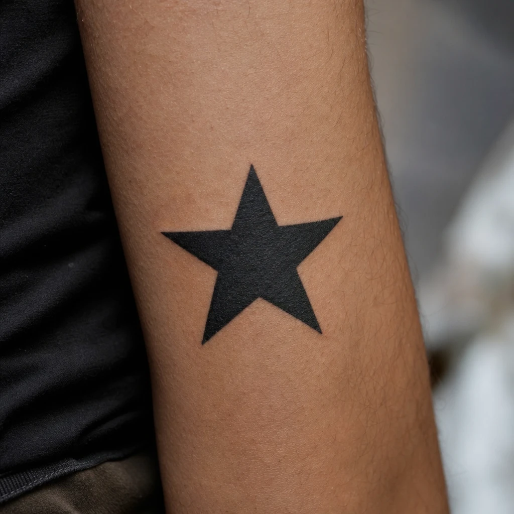 Tatouage étoile sur peau réelle