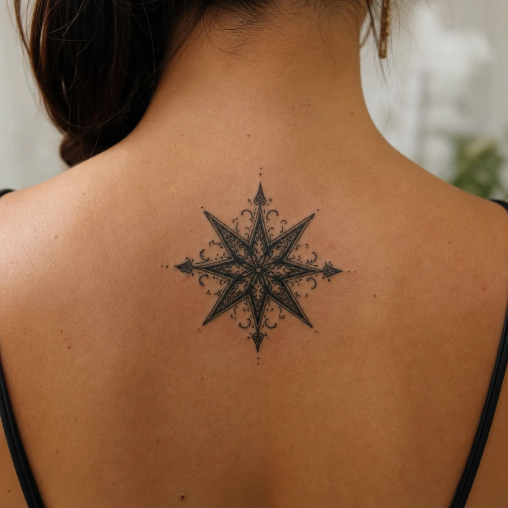 Tatouage étoile sur peau réelle