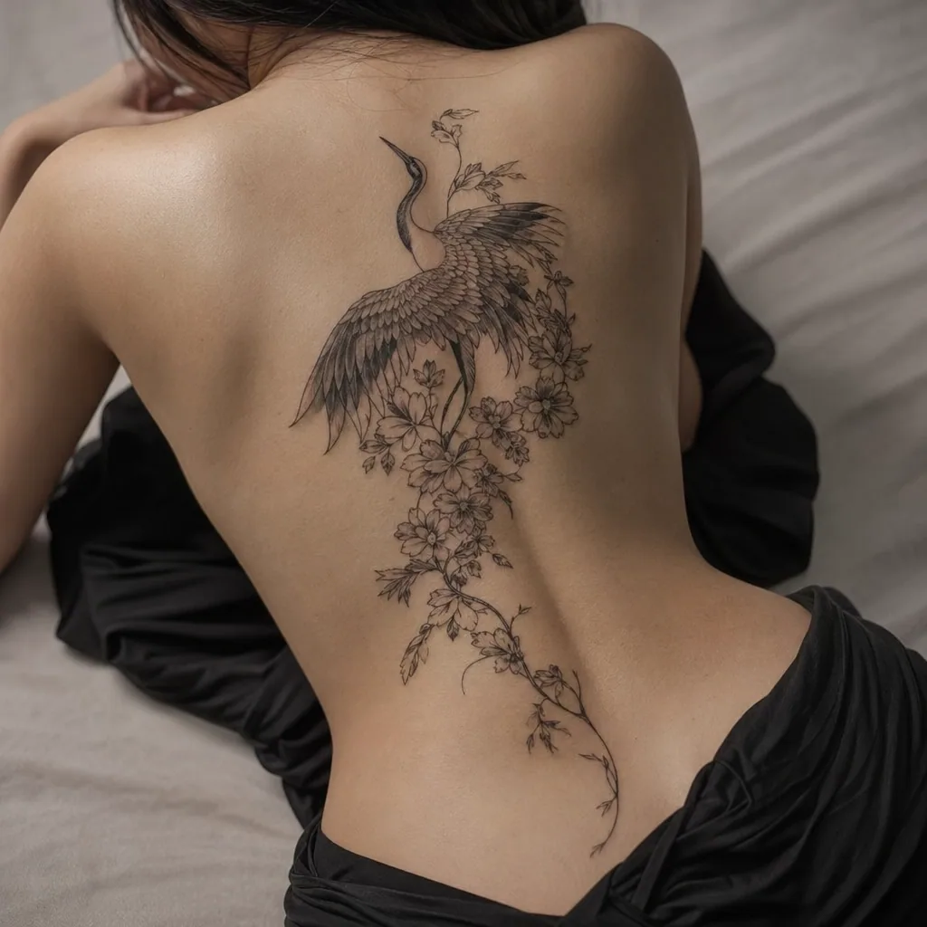 Crane fleuri