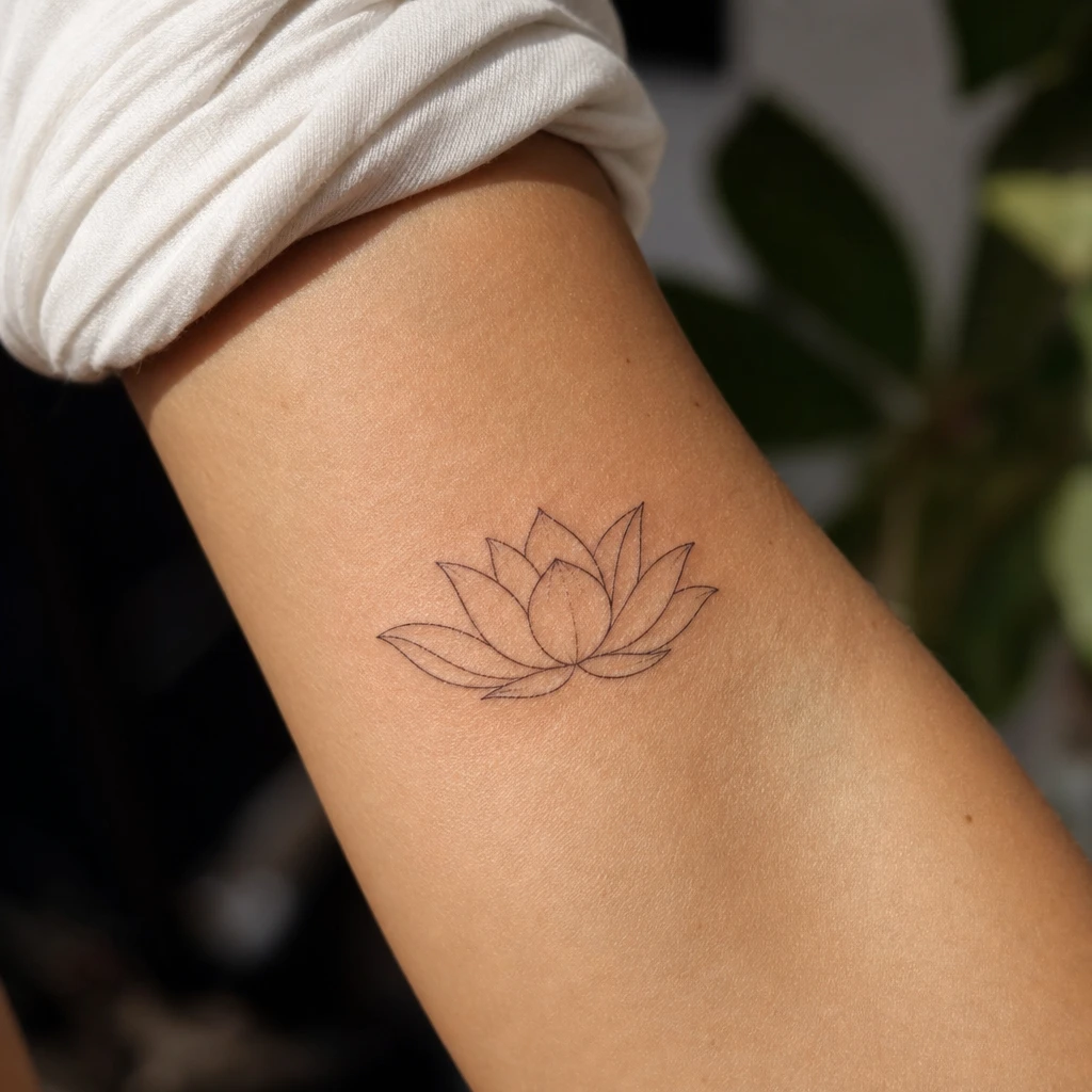 Tatouage fleur de lotus sur peau réelle