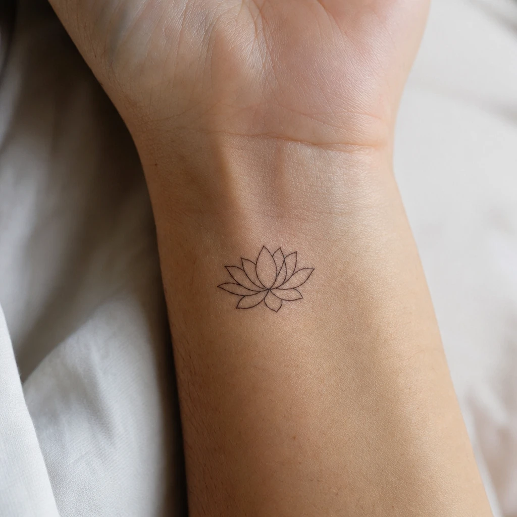 Tatouage fleur de lotus sur peau réelle