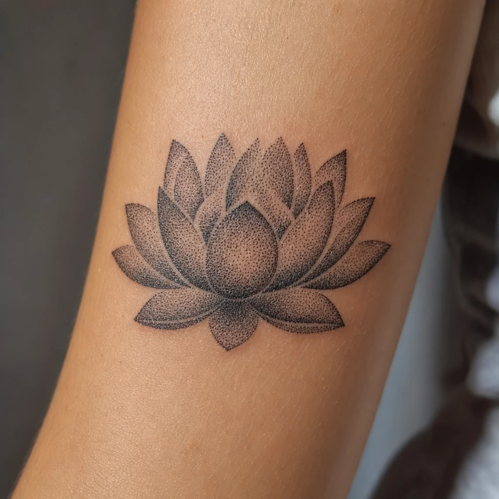 Tatouage fleur de lotus sur peau réelle