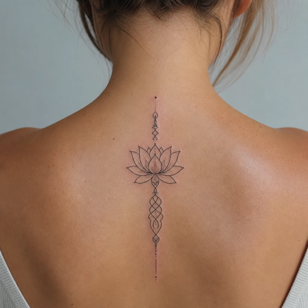 Tatouage fleur de lotus sur peau réelle