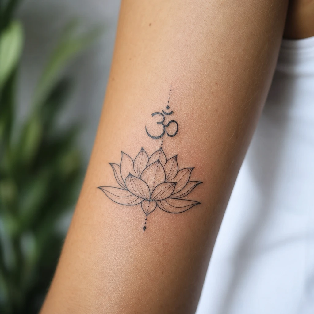 Tatouage fleur de lotus sur peau réelle