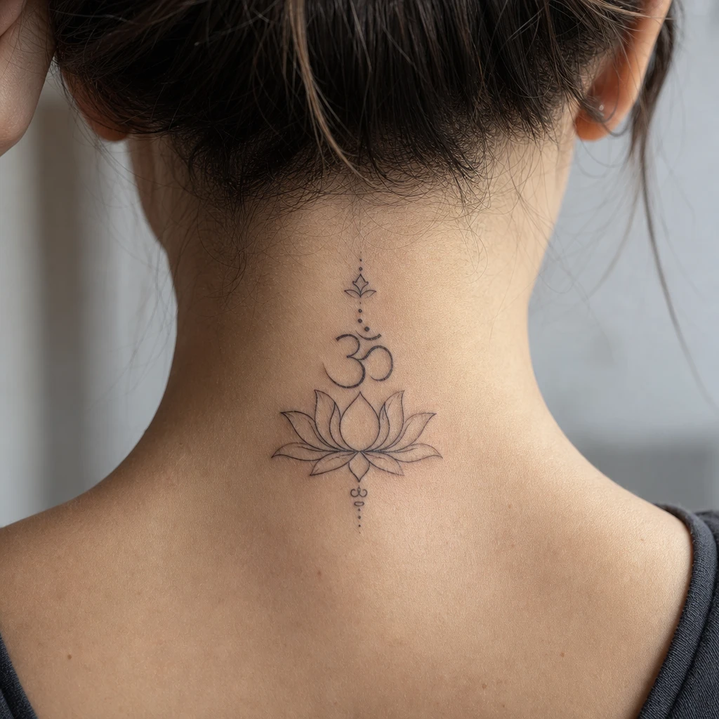 Tatouage fleur de lotus sur peau réelle