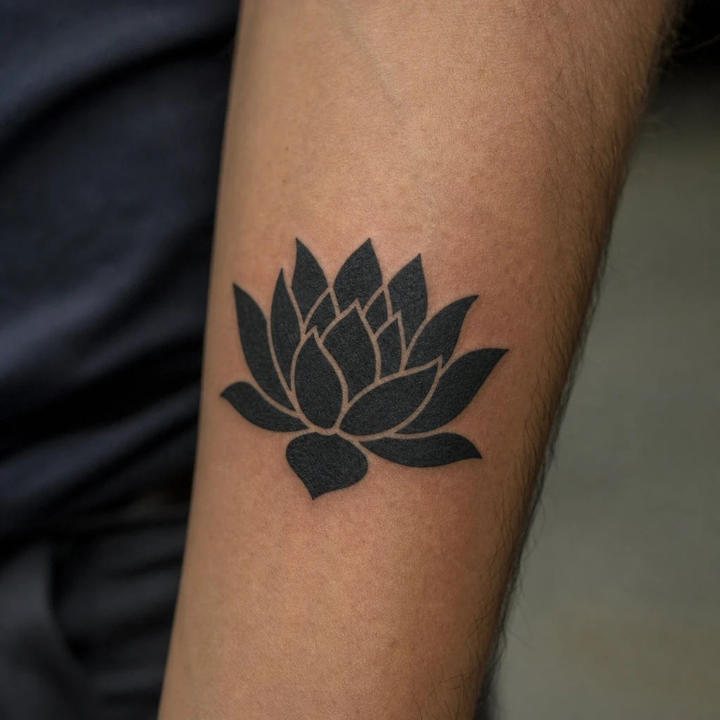 Tatouage fleur de lotus sur peau réelle