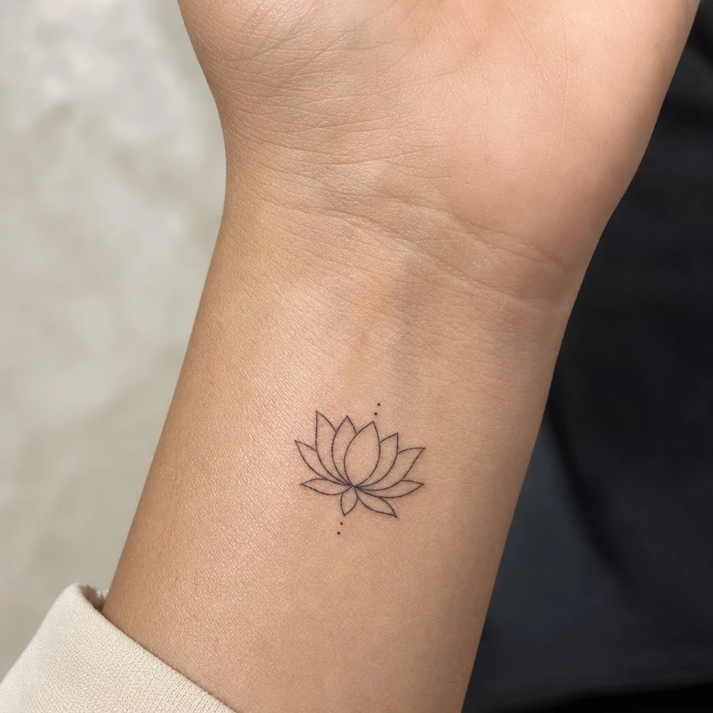 Tatouage fleur de lotus sur peau réelle
