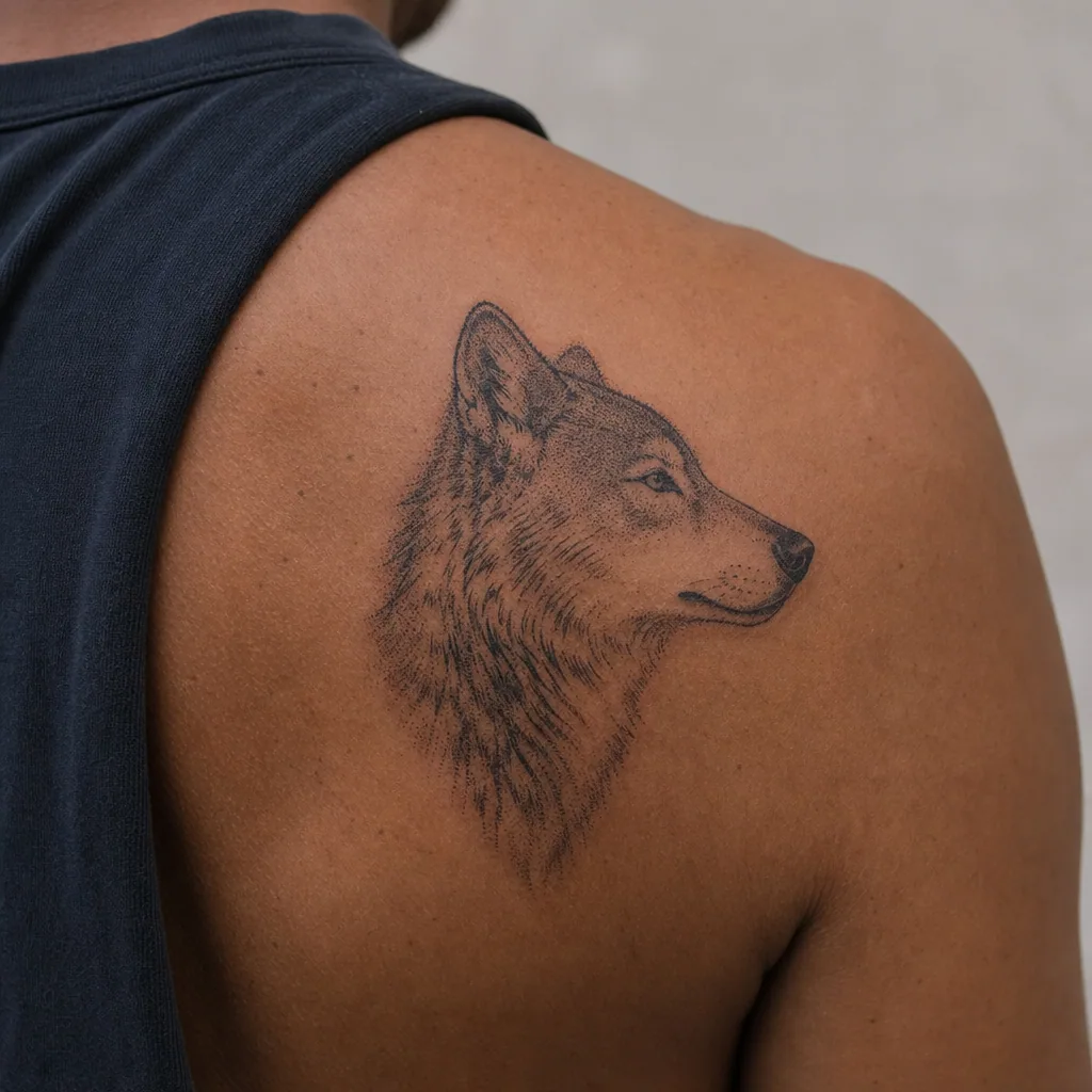 Loup dotwork stippling