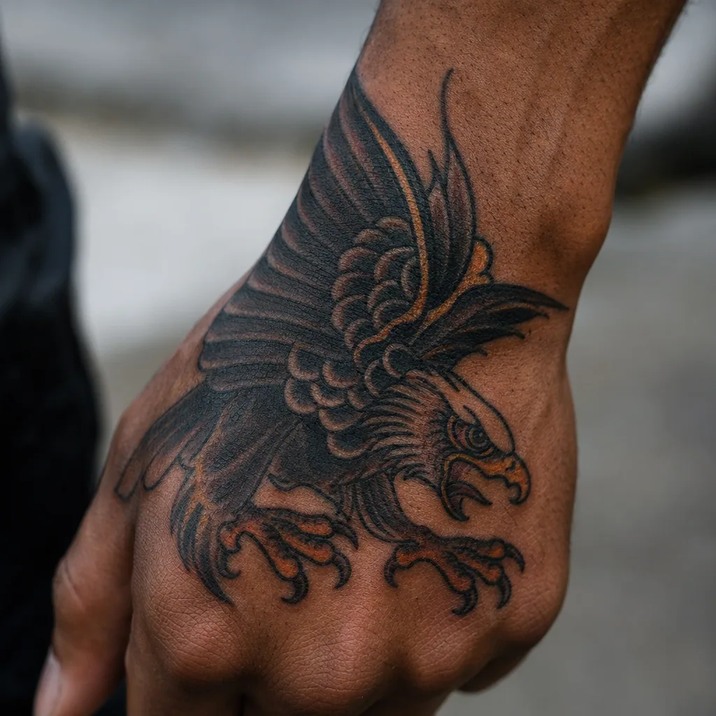 Main neo-traditionnelle aigle