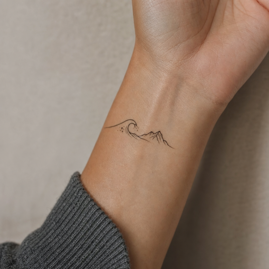Tatouage minimaliste sur peau réelle