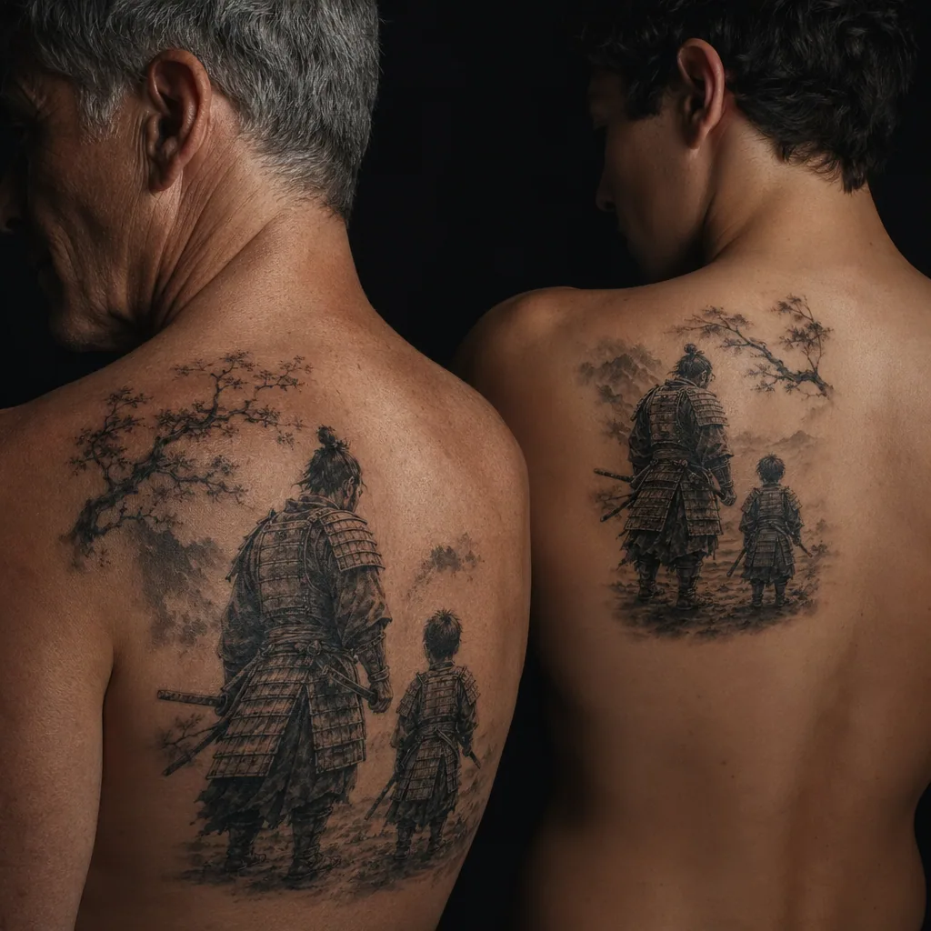 Samourais japonais pere fils