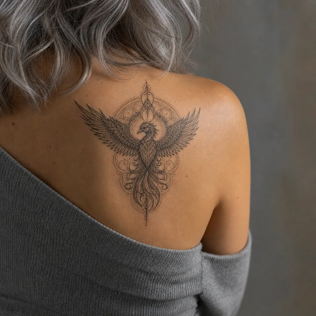 Mandala phenix ornemental